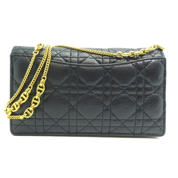 Dior  Cannage Christian Chain Wallet Black - Picture 1 of 7